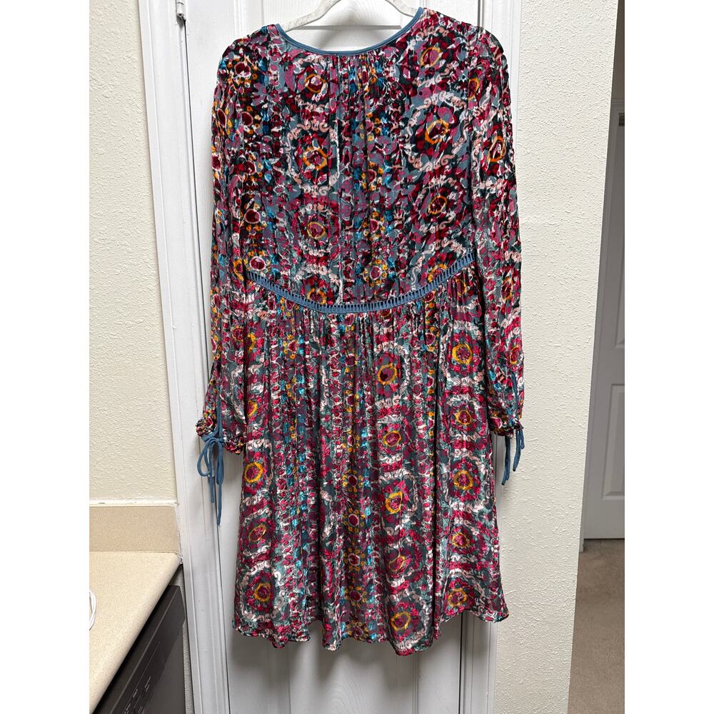 Anthropologie Floreat Abia Burnout Velvet Silk Baby Doll Mini Dress Size Small - Picture 4 of 11